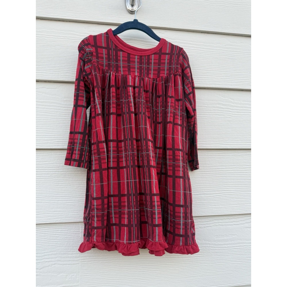 KicKee Pants Toddler Girls Holiday Long Sleeve Swing Dress - Christmas Plaid 3T